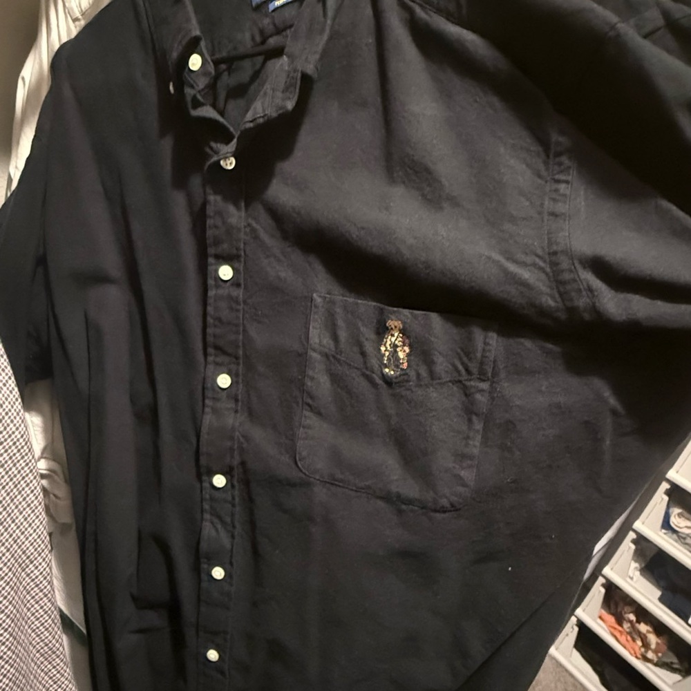 Ralph Lauren Black Casual Button-Down Shirt/ Multiple Ralph Lauren collar shirts